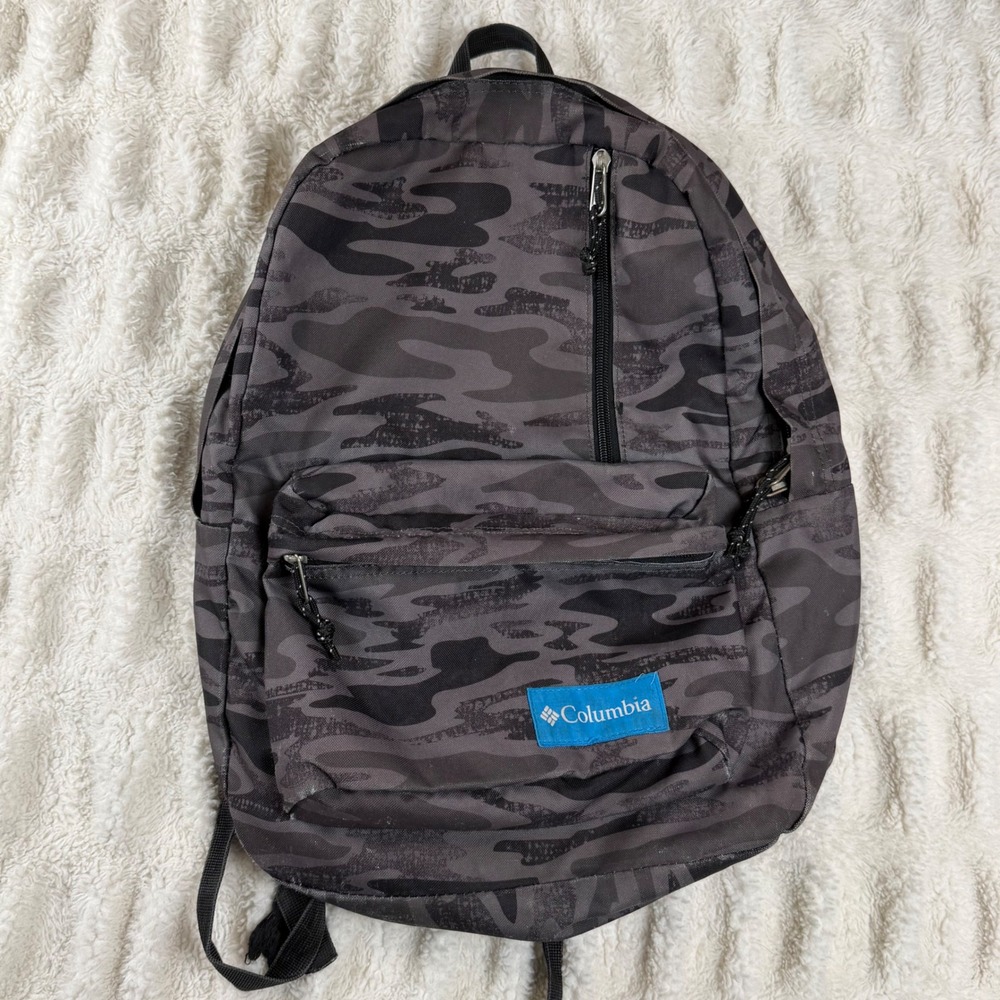 Columbia Grey Camo Backpack Laptop Sleeve School Bag Grey Black Camouflage